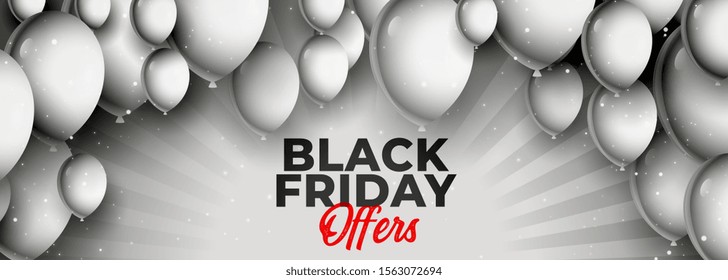 black friday offer and sale banner with balloons