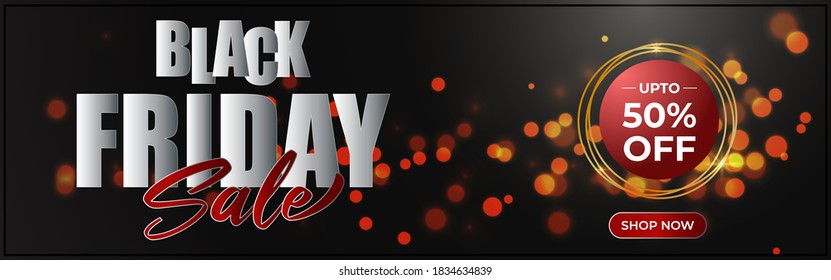 Black Friday offer Sale banner for advertisement, flyer with balloon on beautiful bokeh background.