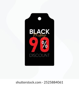black friday offer tag vector. black friday 90% discount. black friday sale vector. black friday 90% off