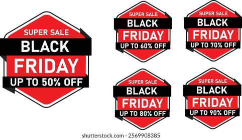 Black Friday Offer Tag Vector Illustration 