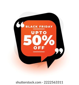 black friday offer template in chat bubble design vector 