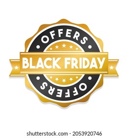 Black Friday Offers Badge Icon Seal. Illustration Vector Stamp Design. Vintage Retro Style Insignia.