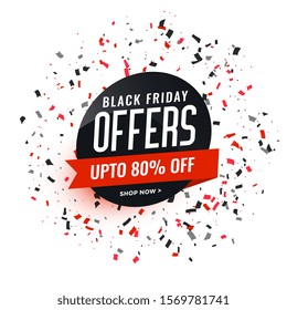 black friday offers banner with confetti design