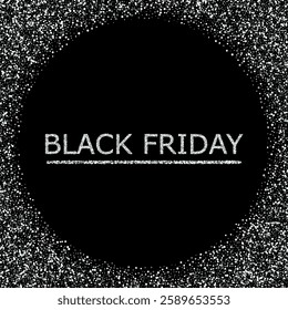 Black Friday on black background with silver dust, design element. Black Friday Sale wide elegant banner