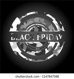 Black Friday on grey camo pattern