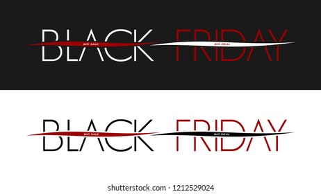 Black Friday on the black or white background with interwoven fonts