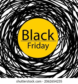 Viernes negro con fondo amarillo. Día de grandes descuentos.