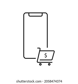Black friday online mobil shopping line icon- delivery express. Vector