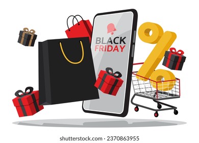 Black Friday online shopping vector Illustration