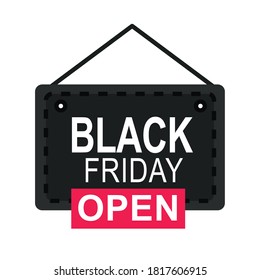 viernes negro, puerta de la tienda abierta icono de temporada especial icono de estilo plano ilustración vectorial