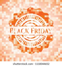 Black Friday orange mosaic emblem