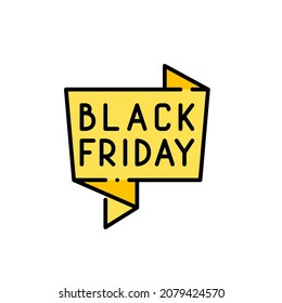 Black Friday origami speech bubble poster. Pixel perfect, editable stroke colorful icon