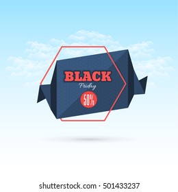 Black Friday Origami Style Tag, Banner, Label Ad