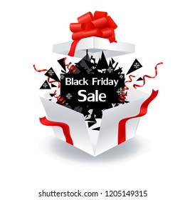 black Friday, outdoor gift box, vector 3D illustration