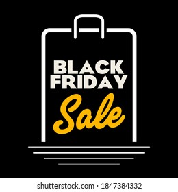 Black Friday package. Sale in package text. Vector.