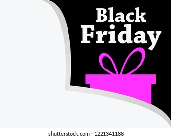 Black friday. Paper corner. Gift box icon. Big discounts and sales. Vector illustration