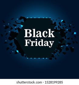 black Friday, particle explosion and glowing dots, vector illustration
