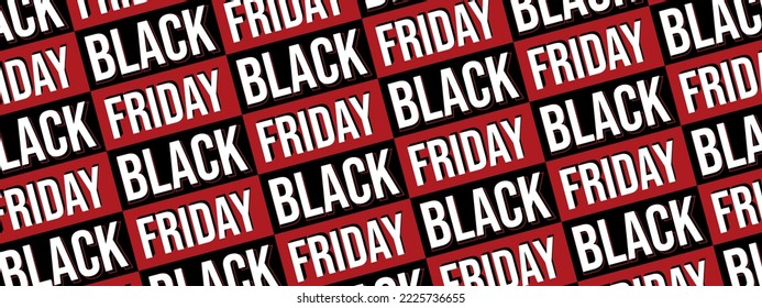 Black friday pattern on red and white vector background. using only 2 colors. Perfect to use for various types of marketing especially digital and on Black Friday celebrations, banners and more