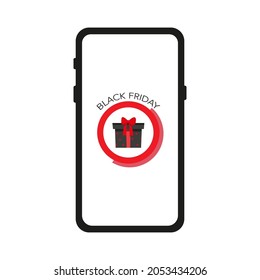 Black Friday phone notification. Vector graphics in flat style