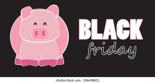 Black Friday pig bank vector