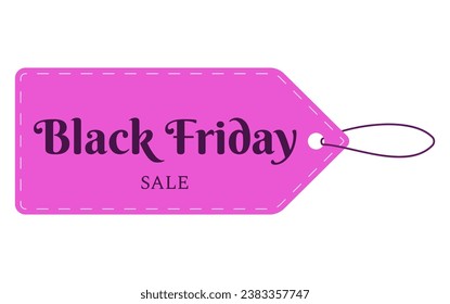 Black Friday. Pink tag written Black Friday Sale in purple