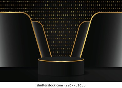 Black Friday podium with black and golden gradient and luxury background