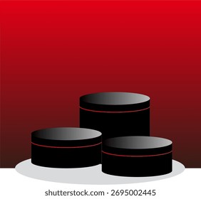 Fondo rojo de la forma redonda del podio del viernes negro