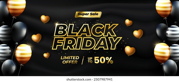 Black Friday with polygon elements. Special offer banner background for Black Friday. Futuristic Black Friday banner design.
