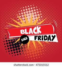 Black friday pop art graphic design, Vector illustration