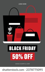 black friday portrait shopping ads banner poster layout template vector design
