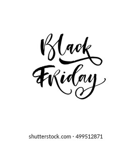 Black Friday postcard. Handmade lettering. Black Friday banner. Ink illustration. Modern brush calligraphy. Isolated on white background.