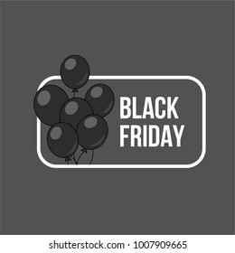 Black Friday Poster with Balloons and Frame. Vector illustration.