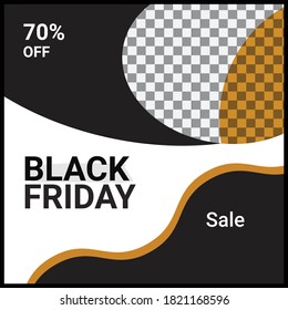 Black Friday Poster or banner with 70% off shopping offer concept. Vector illustration EPS10