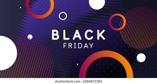 Black Friday poster. Bright abstract background with geometric elements. A composition of various shapes.