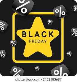 Black Friday poster. Bright background with elements. A composition of various shapes.