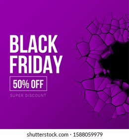 Black friday poster. Broken wall texture - Vector illustration design