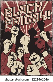 Black Friday Poster. Crowd and Discount Requirement