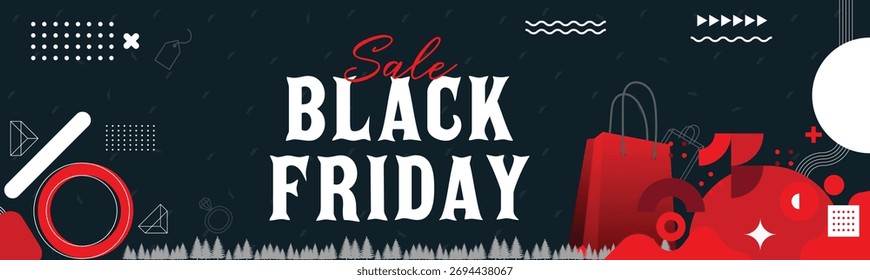 Diseño de póster de Black Friday con Formas Abstractas oscuras y tipografía de gran venta