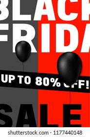 Black friday poster design with modern international typography.
