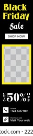 Diseño de afiches del viernes negro. afiche negro. adecuado para anuncios web, anuncios en internet y banners publicitarios, banner web. Día festivo del viernes negro. cartel de rascacielos.