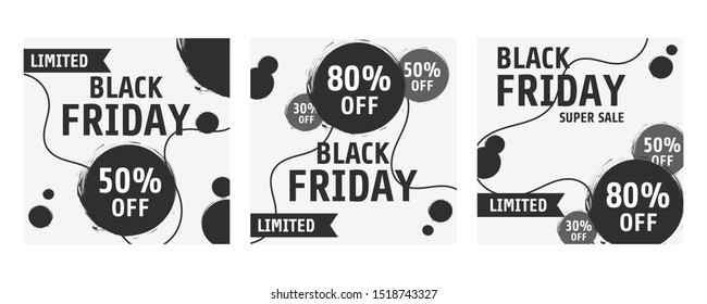 Black friday poster with discount price for social media. Sale banner template design.