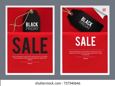 Black Friday Poster, flyer set. Sales tags