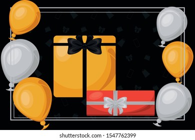 black friday poster with gifts boxes vector illustration design