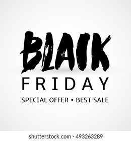 Black friday poster with hand lettering. Vector illustration for your graphic design.