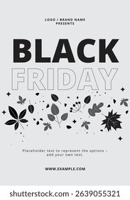 
Black Friday poster monotone, simple, A0 size, vector, ready to edit
