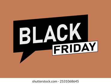 Black Friday poster in black speech bubble on orange background