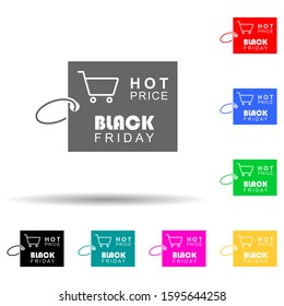 Black Friday poster stiker multi color style icon. Simple glyph, flat vector of black friday icons for ui and ux, website or mobile application