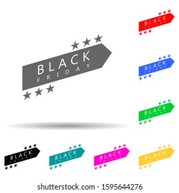Black Friday poster stiker multi color style icon. Simple glyph, flat vector of black friday icons for ui and ux, website or mobile application