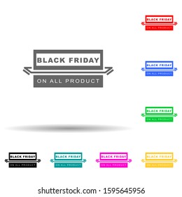 Black Friday poster stiker multi color style icon. Simple glyph, flat vector of black friday icons for ui and ux, website or mobile application