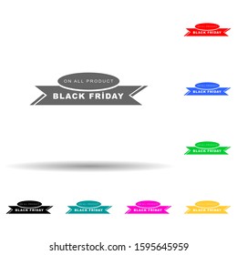 Black Friday poster stiker multi color style icon. Simple glyph, flat vector of black friday icons for ui and ux, website or mobile application